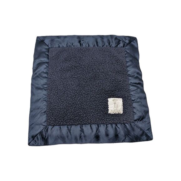 Little Giraffe  Navy Blue Lovey Satin Trim Soft Plush Security Blanket 14x14 - Picture 1 of 5